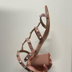 Studded Pink Block Heel Sandals